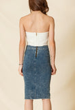 Knit Denim Cig Skirt