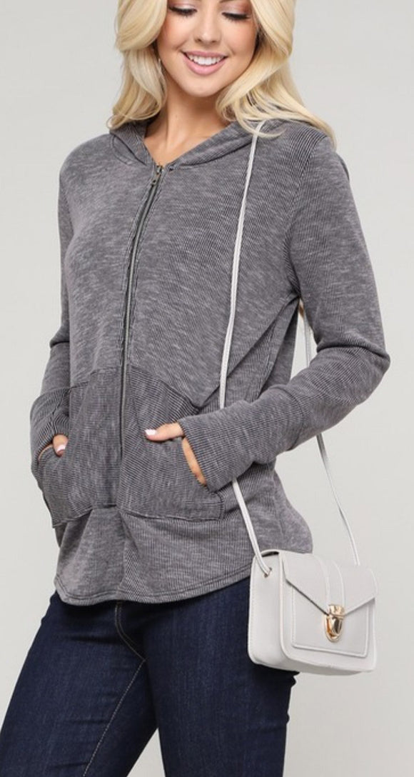 Essential Zip Up Hoodie - Charcoal