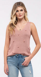 Pom Knit Top - Dusty Pink