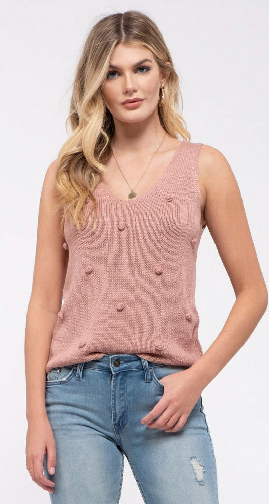 Pom Knit Top - Dusty Pink