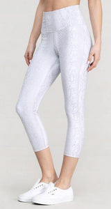 White Snake Capri Leggings