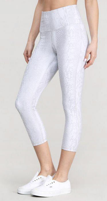 White Snake Capri Leggings