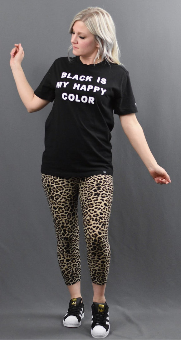 Tan Leopard Capri Leggings
