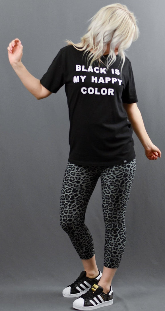 Gray Leopard Capri Leggings