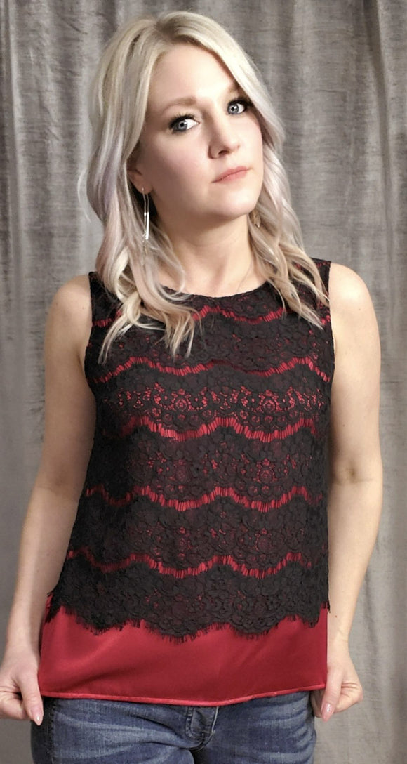 Satin & Lace Sleeveless Top