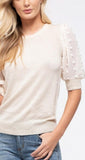 Gisele Pom Sleeve Top - Cream