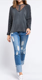 Timeless Zipper + Lace Top - Black