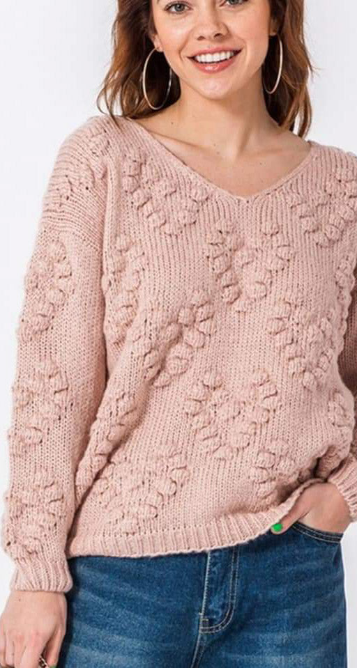 Oh My Heart Pom Sweater - Mauve