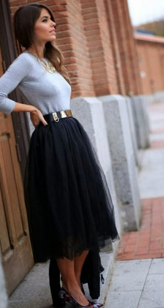 Tulle Midi Skirt