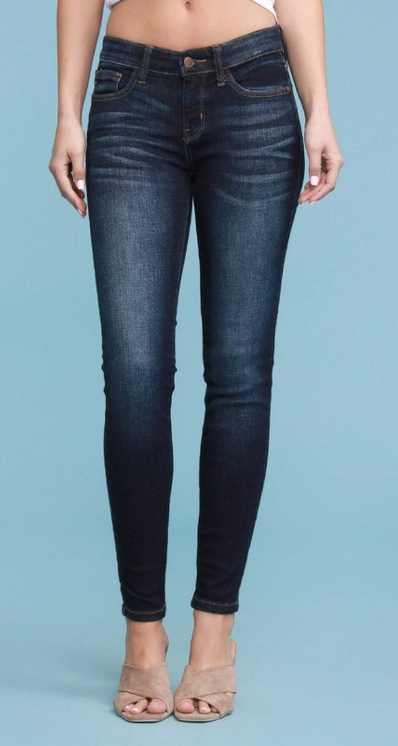 Dark Wash Mid Rise Denim