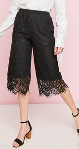 Black Lace Crop Pants