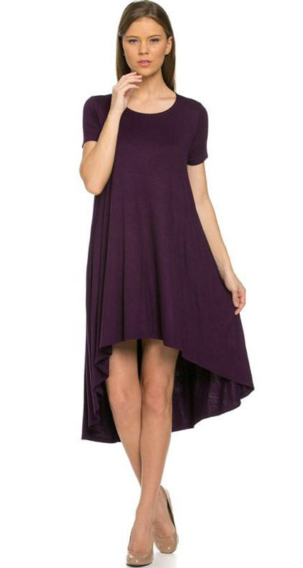 Hi-Low Shirt Dress - Plum