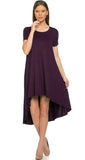 Hi-Low Shirt Dress - Plum