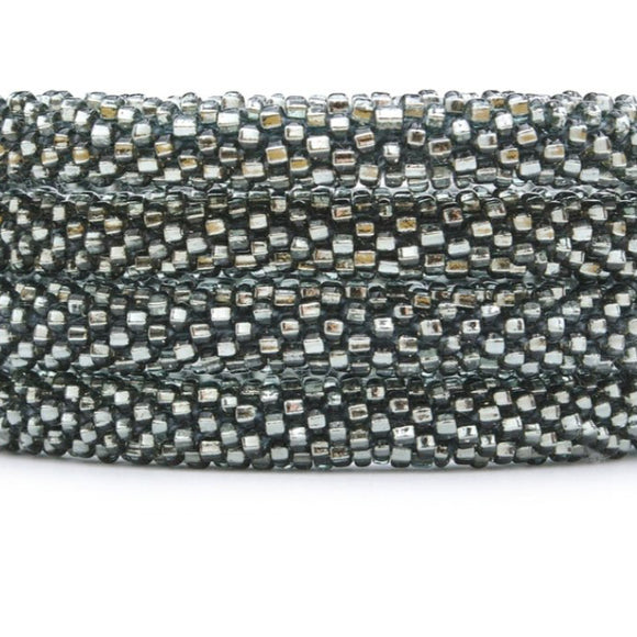 Sleek Silver Glass Bead Bracelet