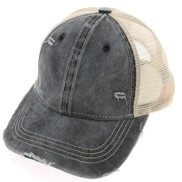 C.C Classic Ball Cap - Distressed Black