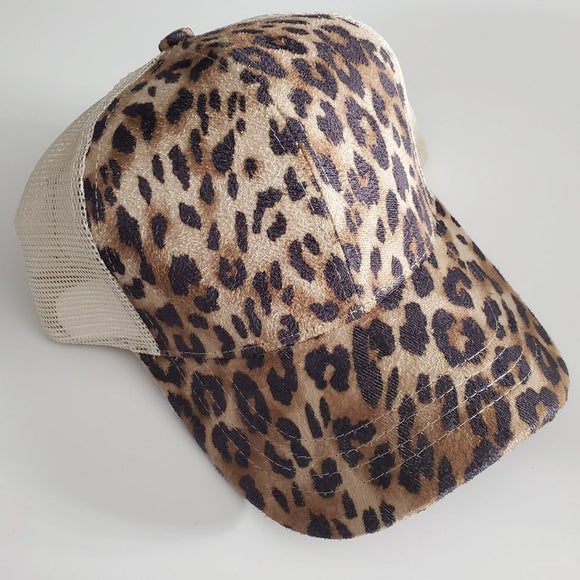 C.C High Pony/Messy Bun Ball Cap - Leopard