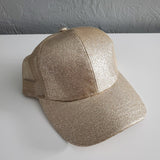 C.C High Pony/Messy Bun Ball Cap - Gold Glitter