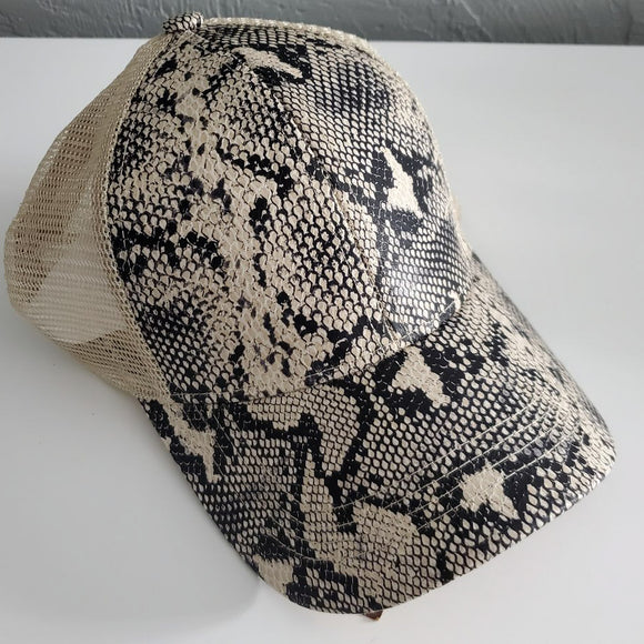 C.C High Pony/Messy Bun Ball Cap - Natural Snake