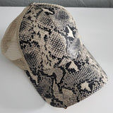C.C High Pony/Messy Bun Ball Cap - Natural Snake