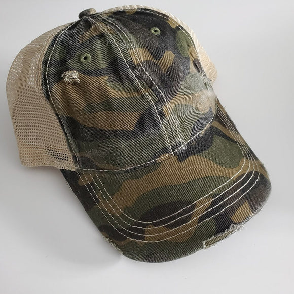 C.C High Pony/Messy Bun Ball Cap - Olive