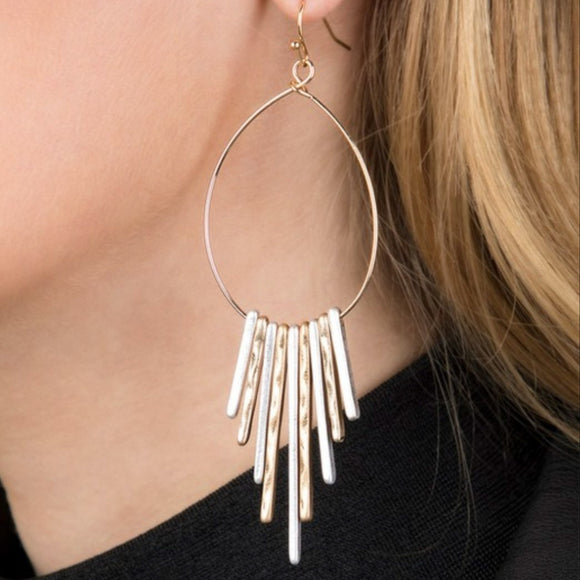 Hammered Metal Fringe Earrings