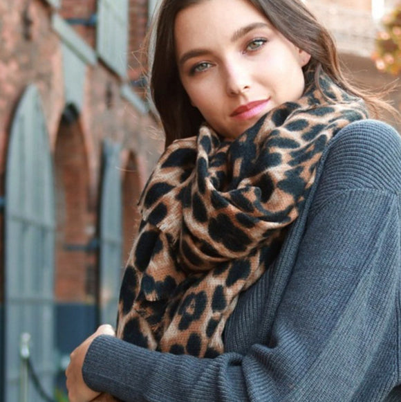 Leopard Print Blanket Scarf