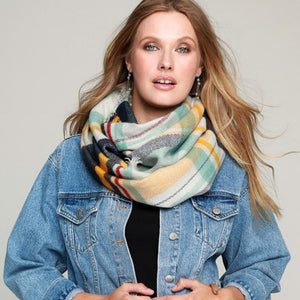 Gray + Mint Infinity Scarf