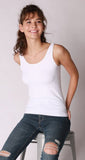 Comfort Stretch Tank/Waist Length - White