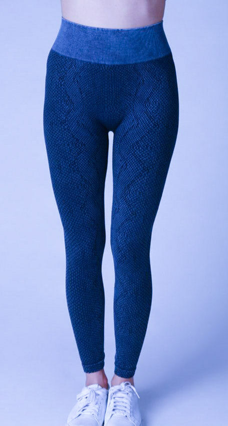 Snake Seamless Leggings - Vintage Denim