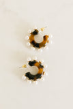 Pearl Accent Earrings in Tortoise Shell