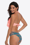 Two-Tone Fringe Trim Tied Bikini Set • More Colors