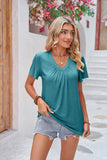 Ruched V-Neck Short Sleeve Tee • More Colors