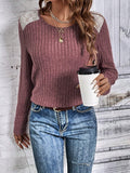 Round Neck Ribbed Long Sleeve T-Shirt • More Colors