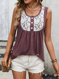 Lace Contrast Scoop Neck Tank • More Colors