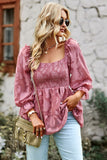 Smocked Square Neck Flounce Sleeve Blouse • More Colors