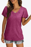 V-Neck Flutter Sleeve Tee Shirt • More Colors