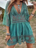 Lace Detail Plunge Cover-Up Dress • More Colors