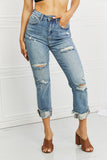 RISEN Leilani Distressed Straight Leg Jeans