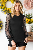 Textured Applique Long Sleeve Blouse • More Colors
