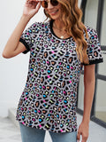 Leopard Round Neck Short Sleeve Tee Shirt • More Colors