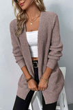 Rib-Knit Open Front Pocketed Cardigan • More Colors