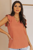 Ruffle Shoulder V-Neck Top • More Colors