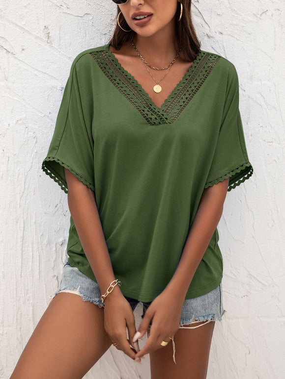 V-Neck Short Sleeve Blouse • More Colors