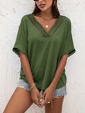 V-Neck Short Sleeve Blouse • More Colors
