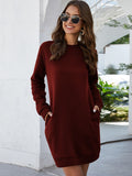 Round Neck Long Sleeve Tunic/Dress with Pockets • More Colors
