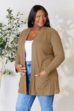 Basic Bae Ribbed Open Front Cardigan with Pockets • More Colors