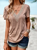 Contrast V-Neck Petal Sleeve Top • More Colors