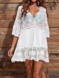 Lace Detail Plunge Cover-Up Dress • More Colors