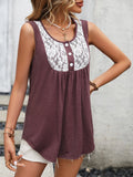 Lace Contrast Scoop Neck Tank • More Colors