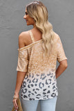 Leopard Asymmetrical Neck Cold-Shoulder Top • More Colors